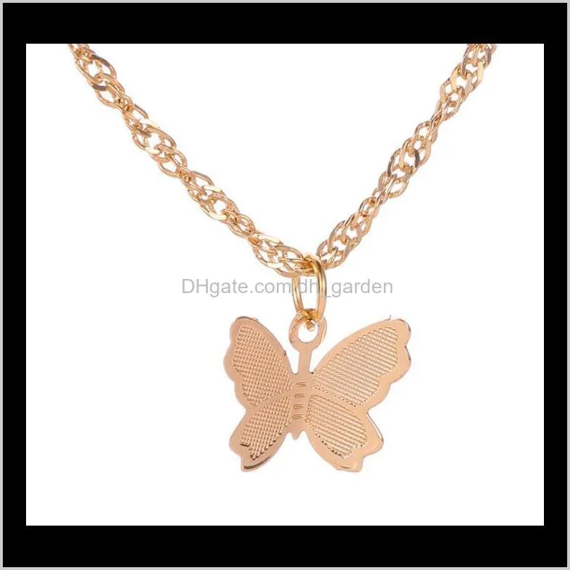 2020 new elegant alloy butterfly pendant necklace golden & silver chain necklaces for girls jewelry gifts