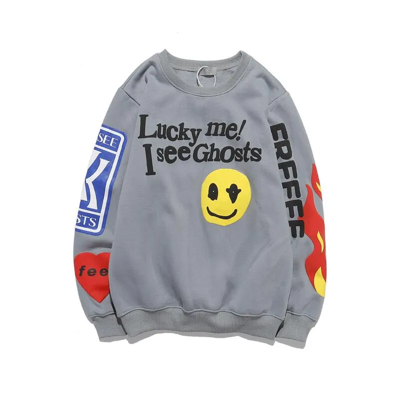 Lucky Me I See Ghosts Cotton Oversized Hoodie Sweatshirt For Men