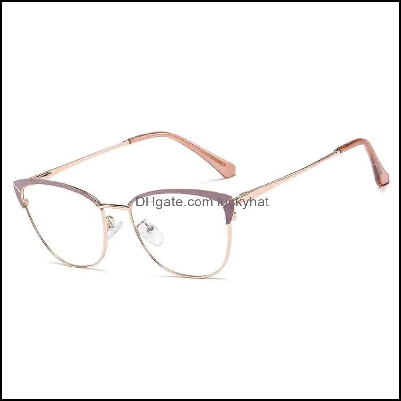 Cat Eye Ladies Glasses Frames Women Men Half Frame Metal Brand Designer Clear Lens Optical EyeGlasses Computer Eyewear Fashion