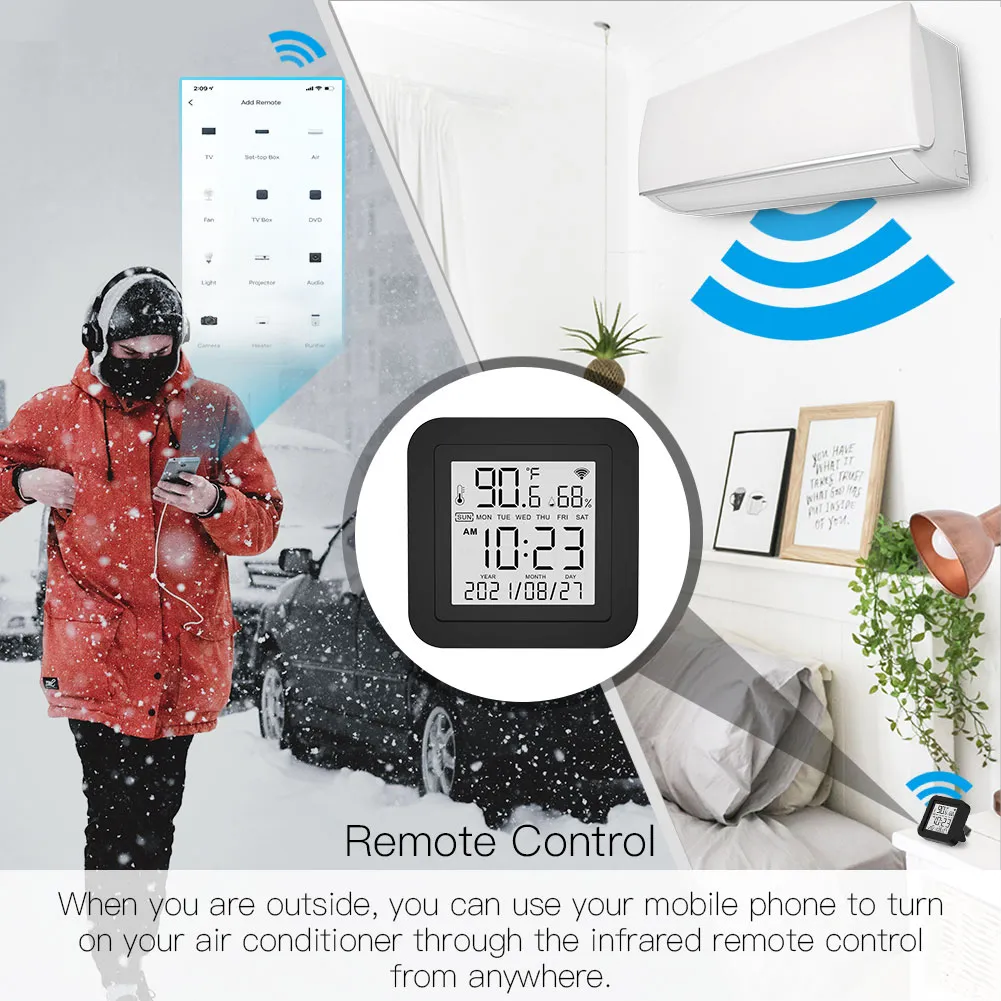Sensore di temperatura e umidità Smart WiFi compatibile con Google