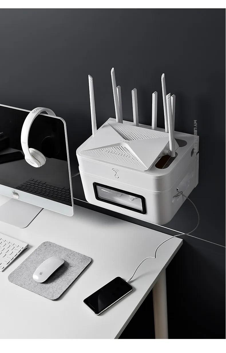Router WiFi Inalámbrico Caja de Almacenamiento Módem Router Cubierta  Escritorio WiFi Router Almacenamiento