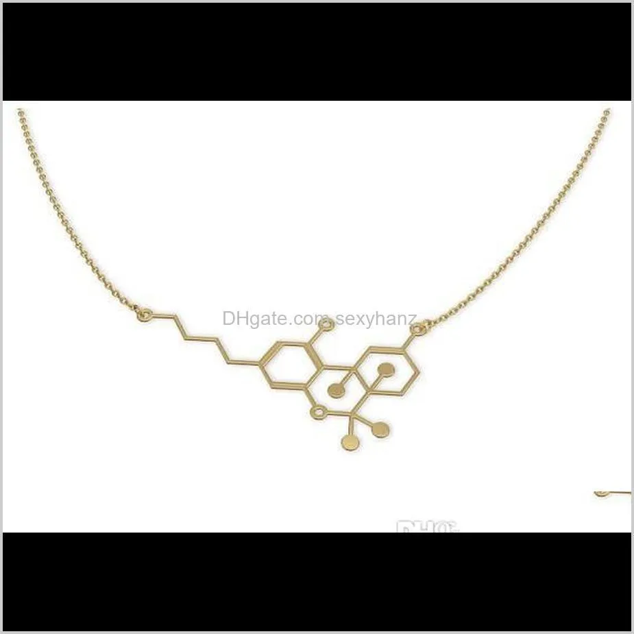 10pcs gold silver simple molecule necklace molecular structure necklaces hormone element necklace science dna dopamine necklaces