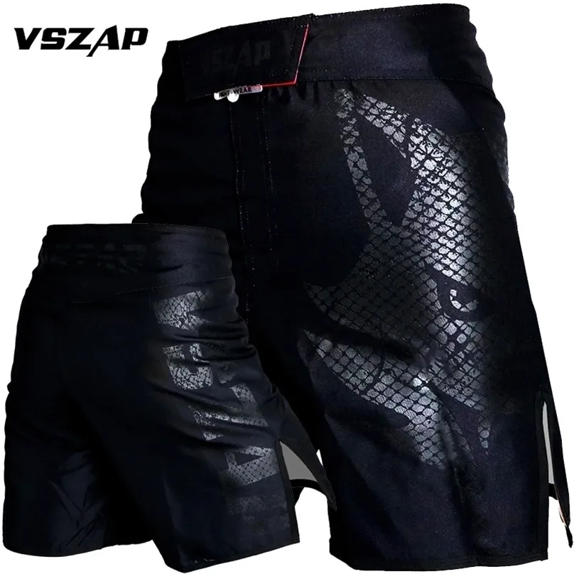 Hommes Shorts VSZAP Marque Fitness Workout MMA Muay Thai Combat Entraînement Musculaire Polyester Séchage Rapide 220301