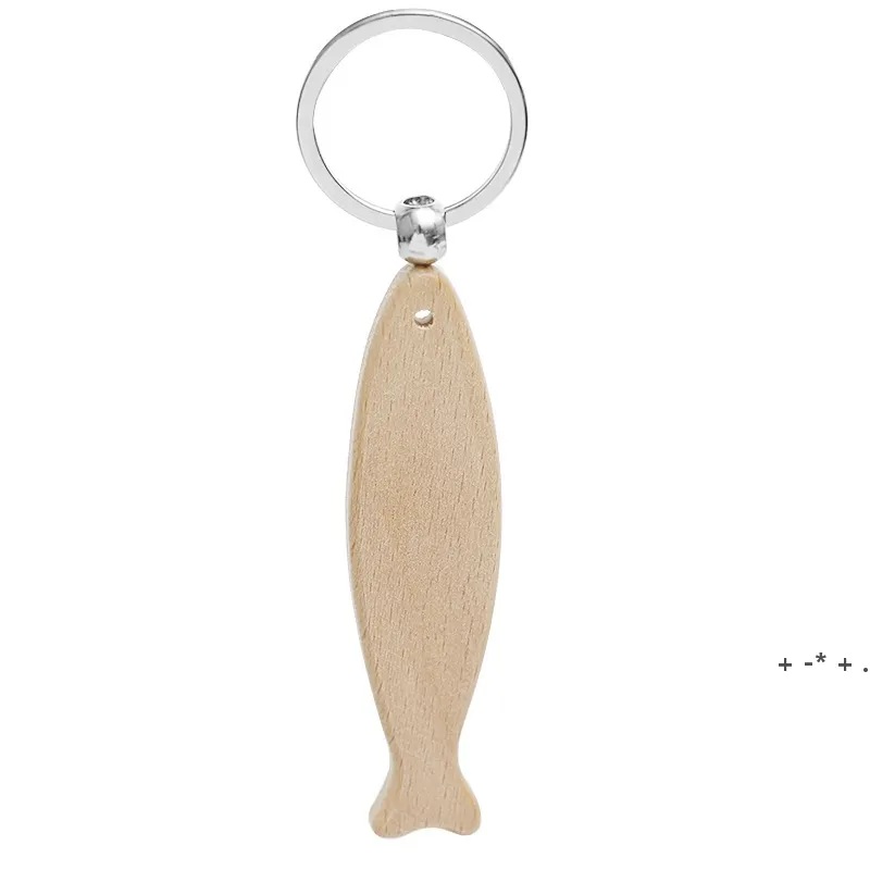 Beech Wood Keychain Party Favor Blank Personlig Skräddarsy Tag Lettering DIY Pendant Keychain Kreativ födelsedagspresent LLD12258