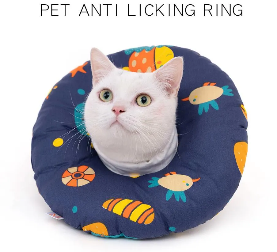 Pet Protective Collars Donut Neck Cone Anti licking /Biting Ring for Dog Cat Soft Pets Kitten Puppy Recovery Collar Adjustable Drawstring XS S M L 2Kg-15kg