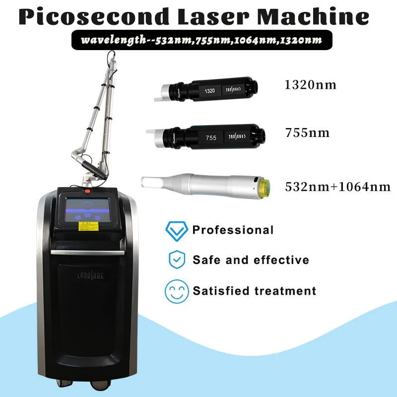 Pico Laser Vertikal maskin Tatuering Avlägsnande 755 nm Pigmentering Avlägsna helt 1320 nm Black Doll Removal Salon Använd CE-godkännande