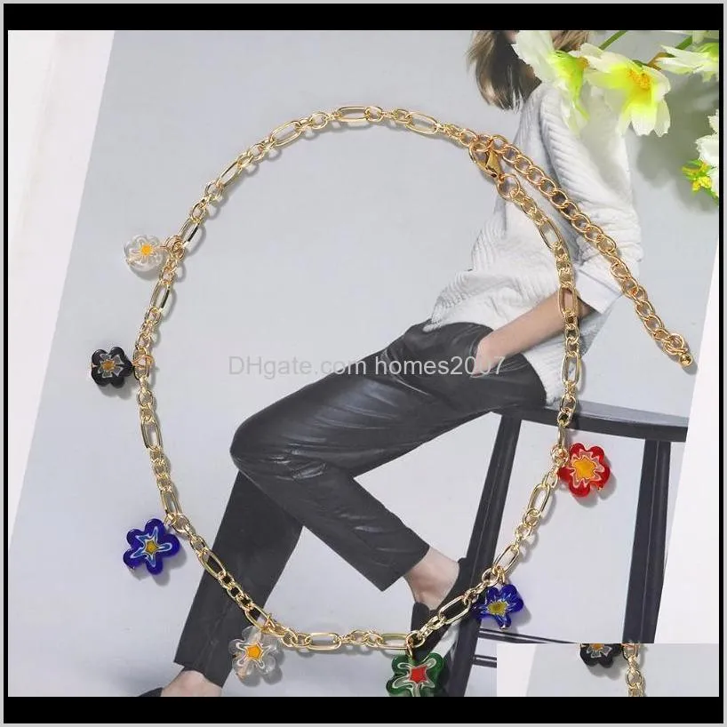 hot harajuku colorful rainbow flower beads choker necklace y2k fashion korean flower irregular plant necklace beads for jewelry