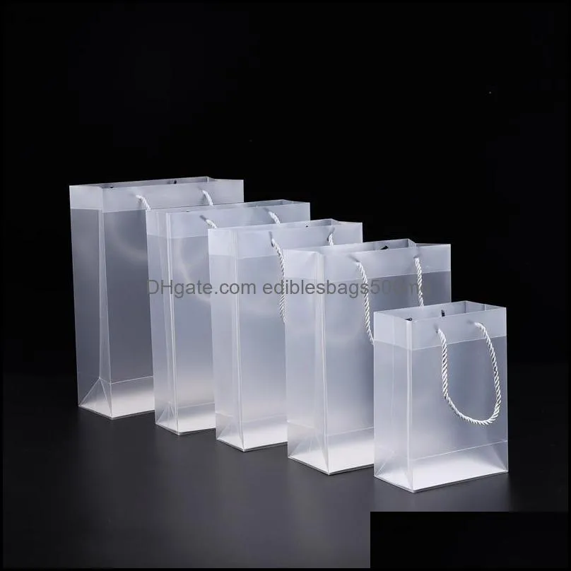 8 Size Frosted PVC Plastic Gift Bags With Handles Waterproof Rransparent PVC Bag Clear Handbag Party Favors Gift Wrap XD23051