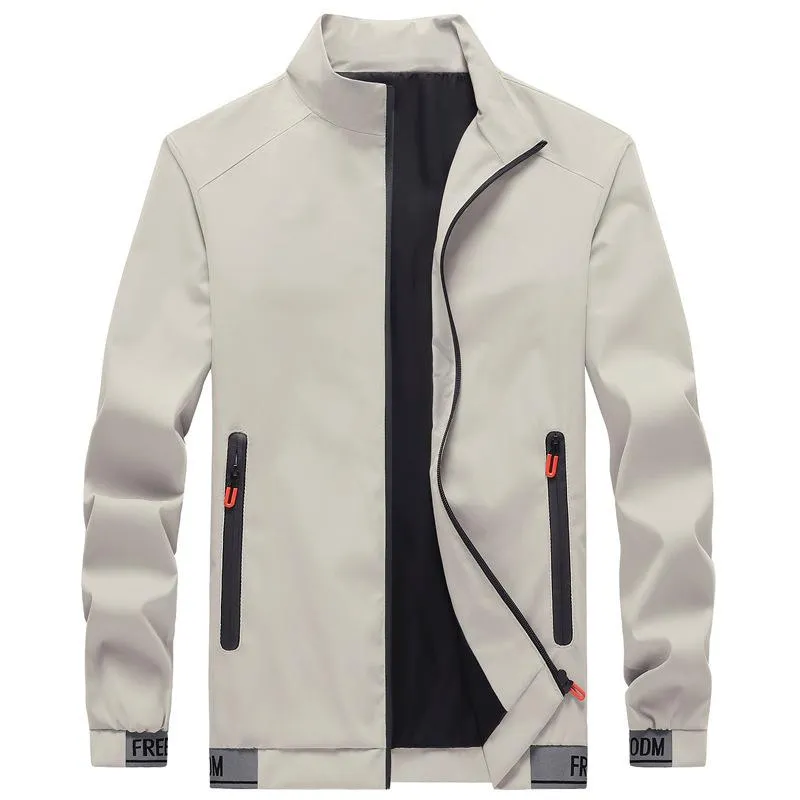 Män Casual Jacket Fashion Zipper Slim Fit Coats Man Trend Man Brand Stand Collar Jakets Höst vår överrock M-5XL