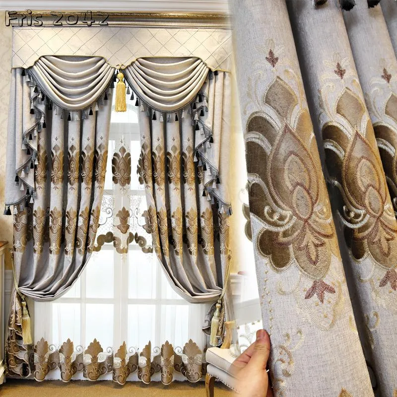 Curtain & Drapes High-end Luxury European Embroidery Shading Customized Products Curtains For Living Dining Room Bedroom