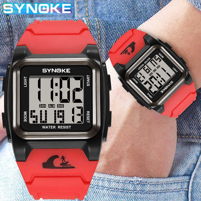 Роскошные мужские часы Red S водонепроницаемый ударный спортивные часы для мужчин квадратные светодиодные цифровые наручные часы мужчины электронные часы Reloj Hombre G1022