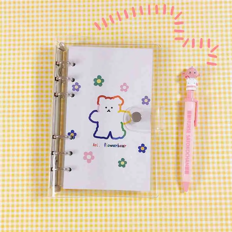 Cute Marshmallow Bear Loose Page Handbook Cartoon A6 Grid Notebook Student Agenda Planner Diary Stationery Korea School Supplies 210611