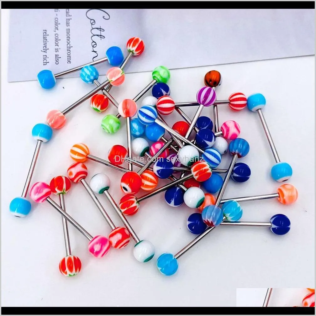 new colorful round barbell coating navel nail acrylic tongue nails belly button rings body piercing jewelry unisex puncture