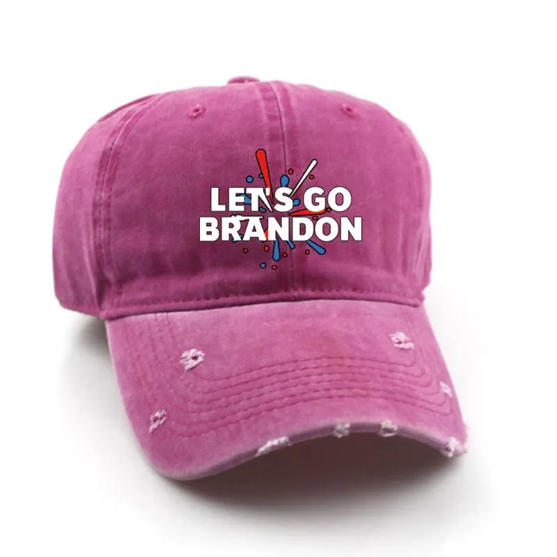 LET`S GO BRANDON Washed Printed Baseball Hat Spring Summer Autumn Winter Cap Trump 2024 Prank Biden Washed Cotton Caps