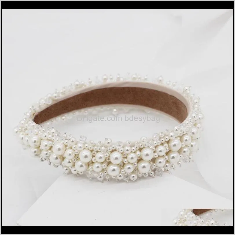 street beat gorgeous wild exaggerated headband new korean fashion small grain size pearl flower catwalk headband 520