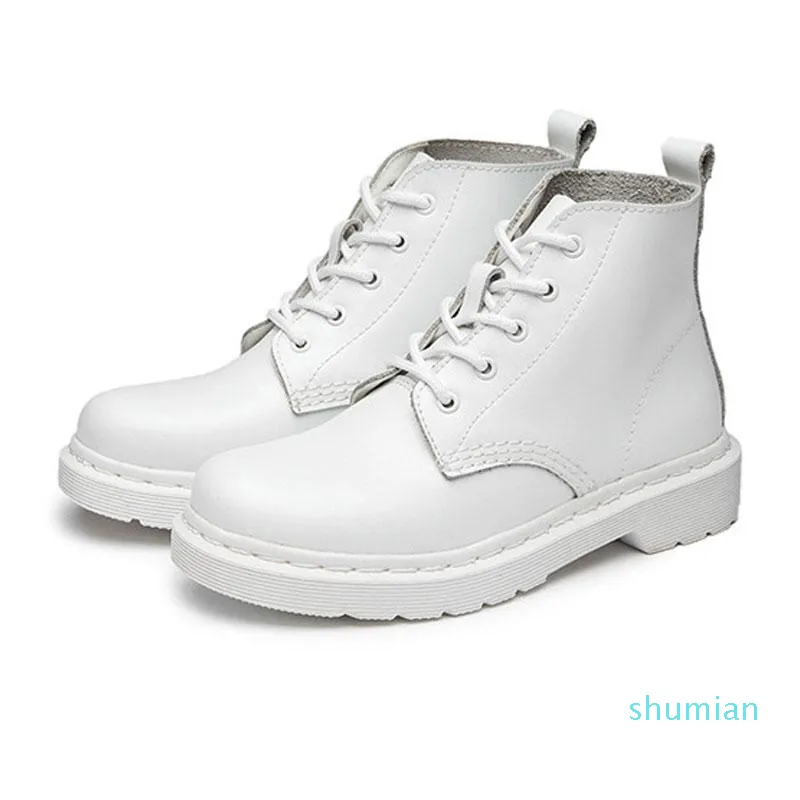 Bottes en cuir véritable femmes blanc cheville moto femme automne printemps chaussures femme Punk 2021