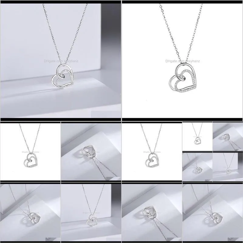 xinlai s925 silver love necklace women`s japanese and korean simple heart-shaped pendant