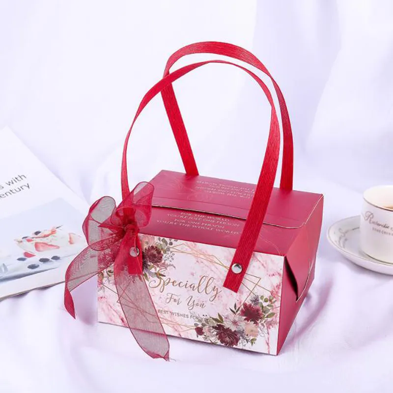European Style Printing Candy Box Birthday Wedding Event Beauty Packaging Easy Carries Handle Bags Wholesale ZC1759
