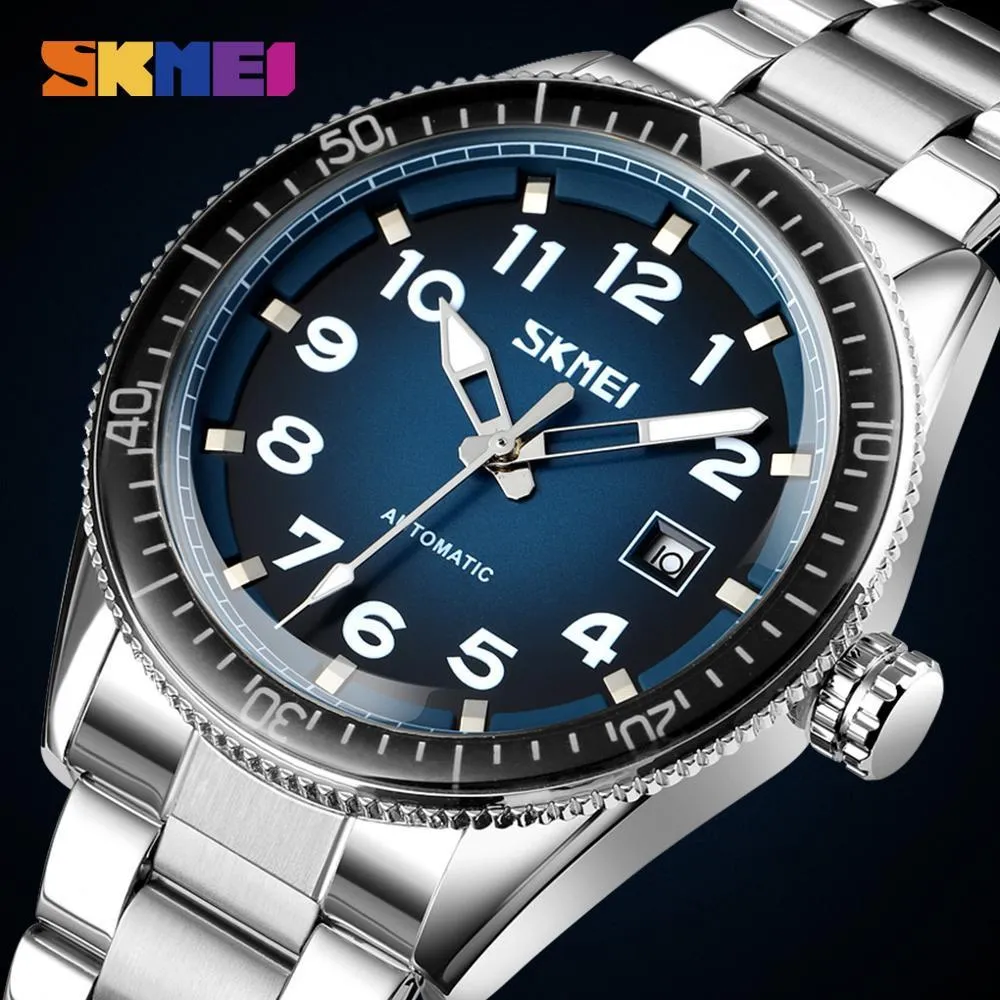 Reloj mecánico automático SKMEI para hombres relojes de pulsera mecánica para hombre de lujo de acero inoxidable relojes de marca Montre Homme 9232 Q0524
