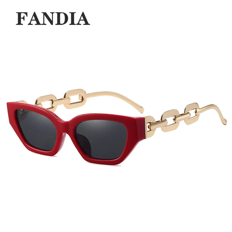 Trendy Klein Frame Zonnebril Gepersonaliseerde Keten Zonnebril Benen Trendy Street Sun Shirting Sunglasses