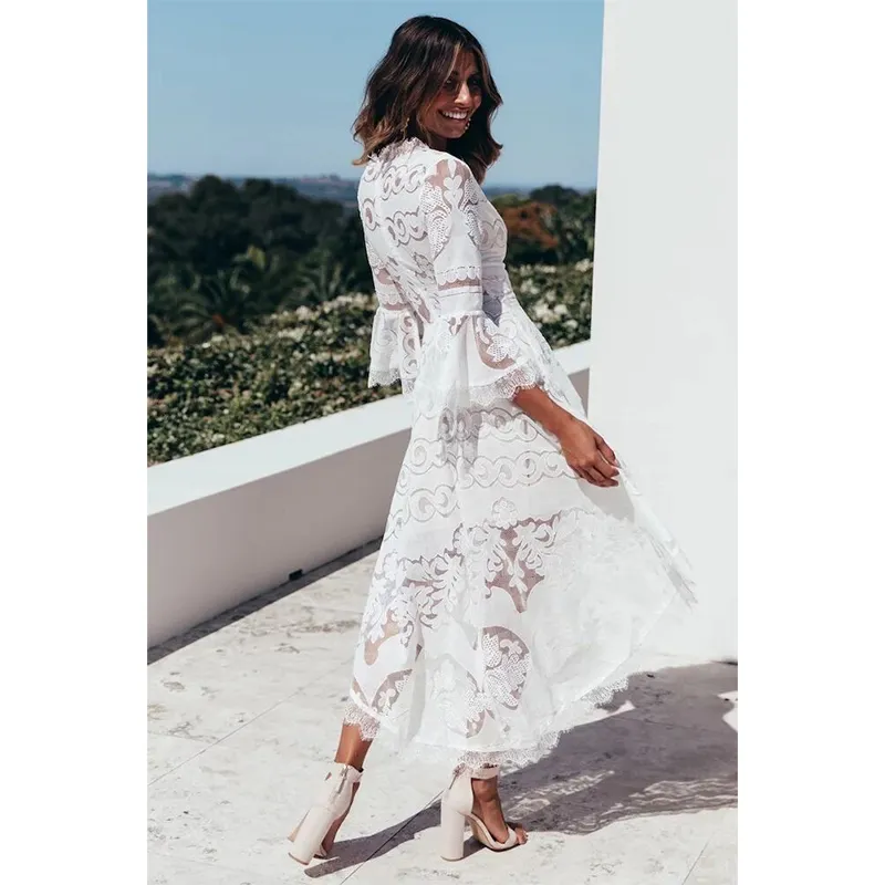 knee length dresses for ladies La Lune Cumulus Silk Lace Maxi Dress | Ivory | Dresses main image 0