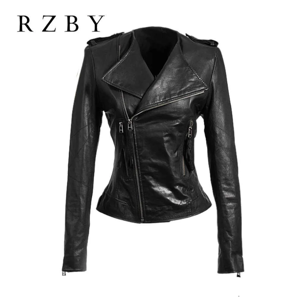 100% Real Sheepskin Jacket Genuine Leather Casual Coat Short Chaqueta Cuero Mujer High Quality Veste En Cuir Femme RZBY248 211011