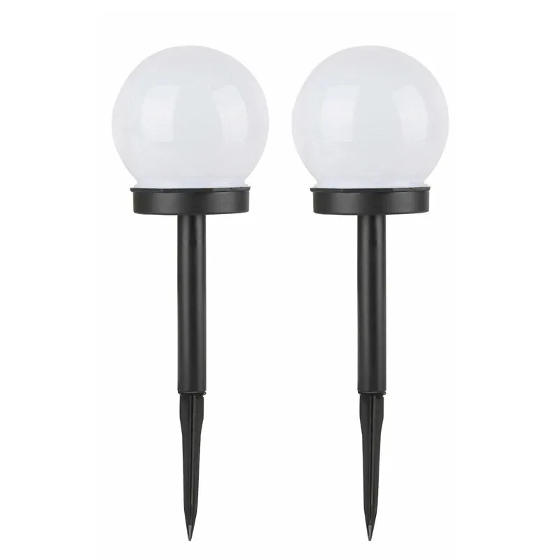 2PCS Solar Powered LED Ground Light Ball Pelouse Lampe Étanche Extérieur Jardin Cour Chemin Décor - Blanc Chaud