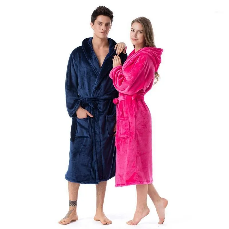 Kvinnors Sleepwear Winter Flannel Par Kvinnor Cardigan Pyjamas Män Robe Badrock Kvinna Kläder Nightgown Ladies Homewear Long