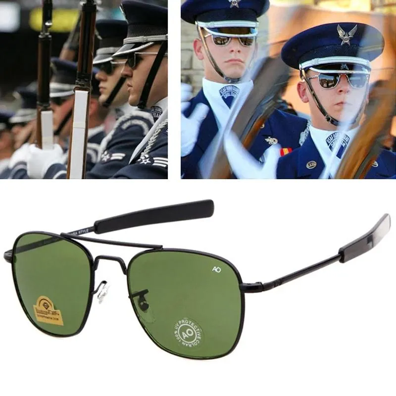 Occhiali da sole di alta qualità da uomo dell'aviazione US Army Military Brand Ottica per occhiali da pilota Lenti G