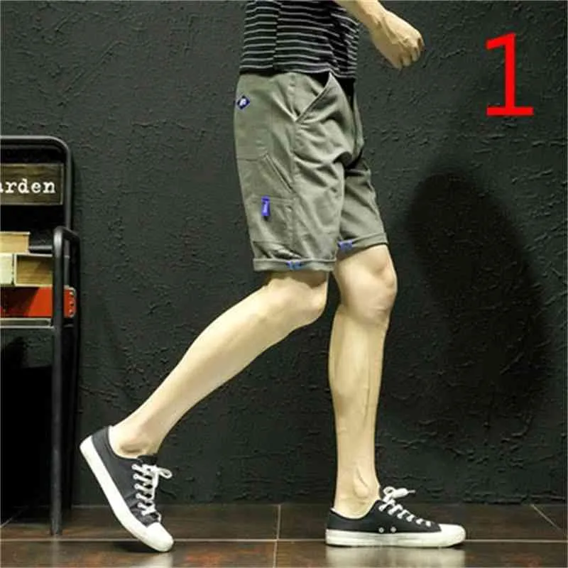 Мужские Летние Обрезанные Брюки Свободные Большие Размер Привязки Дикие Спортивные Спортивные штаны 210420
