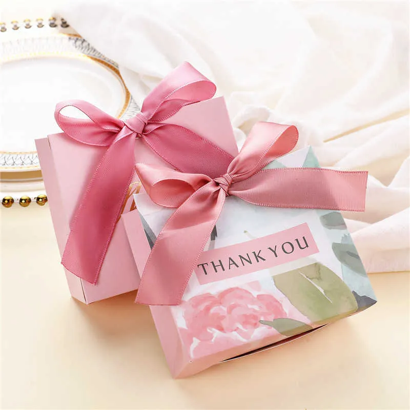 Dziękuję Drukowane Różowe Słodka Torba Dla Dziewczyny Party Favor Prezent Dekoracji / Wydarzenia Party Supplies / Ślub Favors Pudełka Pudełka 211014