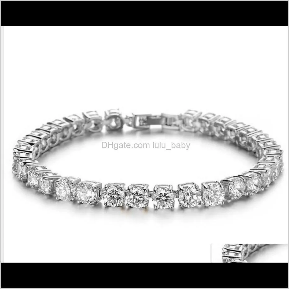 6mm 5mm 4mm 3mm iced out tennis bracelet zirconia triple lock hiphop jewelry 1 row cubic luxury men bracelets