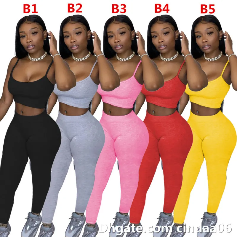 Designer Summer Women Tracksuit Shorts Outfits Solid Färg Casual Damkläder Sexiga Suspenders Tops Suit Plus Size 2021