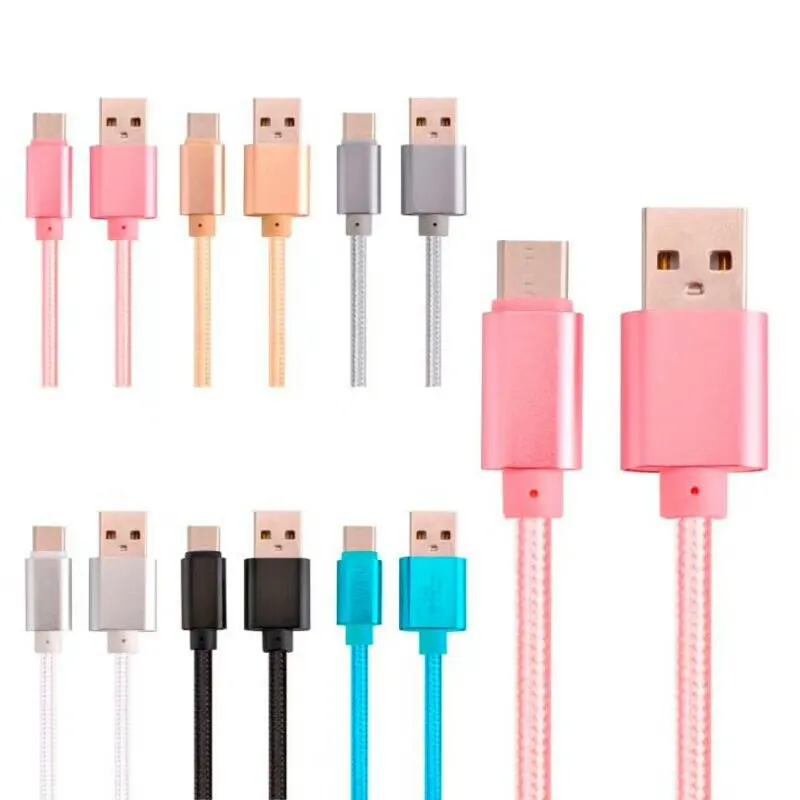 1 متر 3ft 2 متر 6ft 3 متر 10 قدم النسيج مضفر الحبل سمكا نوع c الكابلات micro usb od4.0 نايلون شاحن البيانات كابل لسامسونج S4 S6 S7 حافة HTC LG SONY