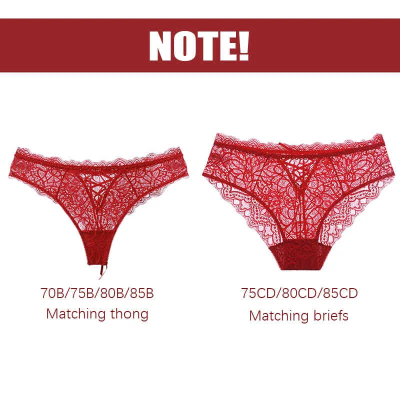Fashion Red Hollow Out Bra And Panties Sets Embroidery Sexy Lingerie Deep V  Push Up Brassiere Lace Women Underwear Plus Size C D X0526 From 19,13 €