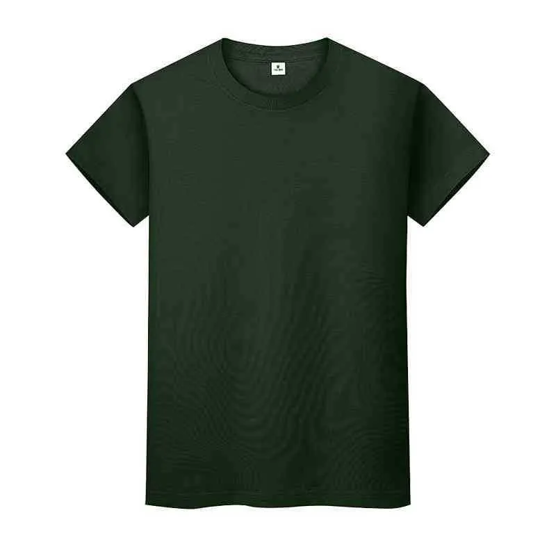 男性と女性のラウンドネックソリッドカラーTシャツ夏の綿の底打ち半袖半袖5Qni