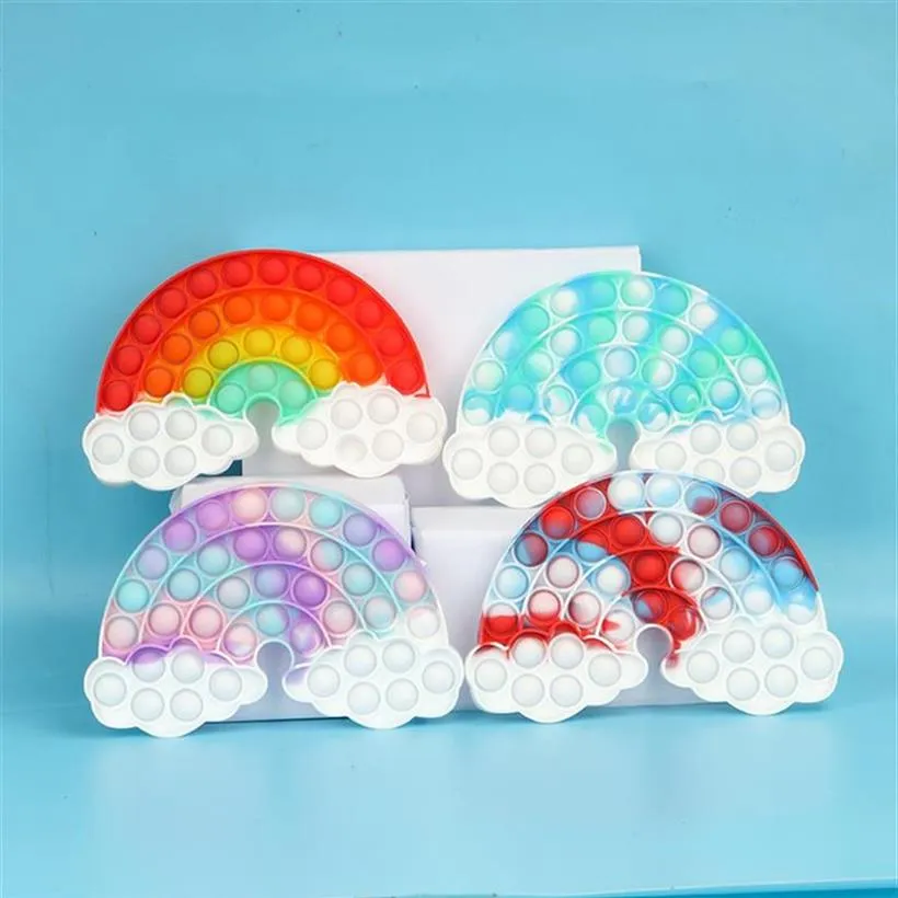 Rainbow Sensory Fidget Toys Rainbow Puzzle Toy Tie Dye Push Bubble Children Mathematical Logic Silicone Child Fingertip Board Gamea50a09a20