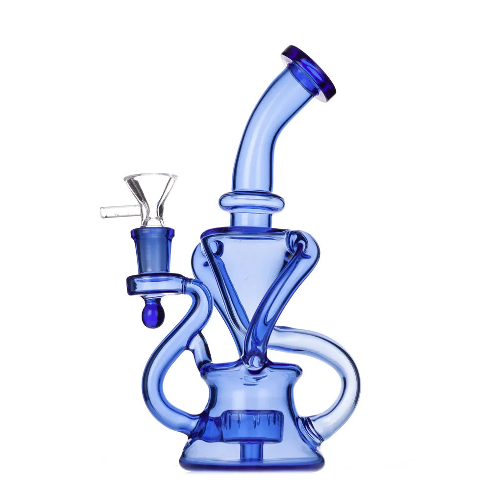 9 inches Recycler Glass Bong Tornado Hookah Dab Rigs Smoking Water Pipe Heady Pipes Size 14mm joint with Bowl or Quartz Banger