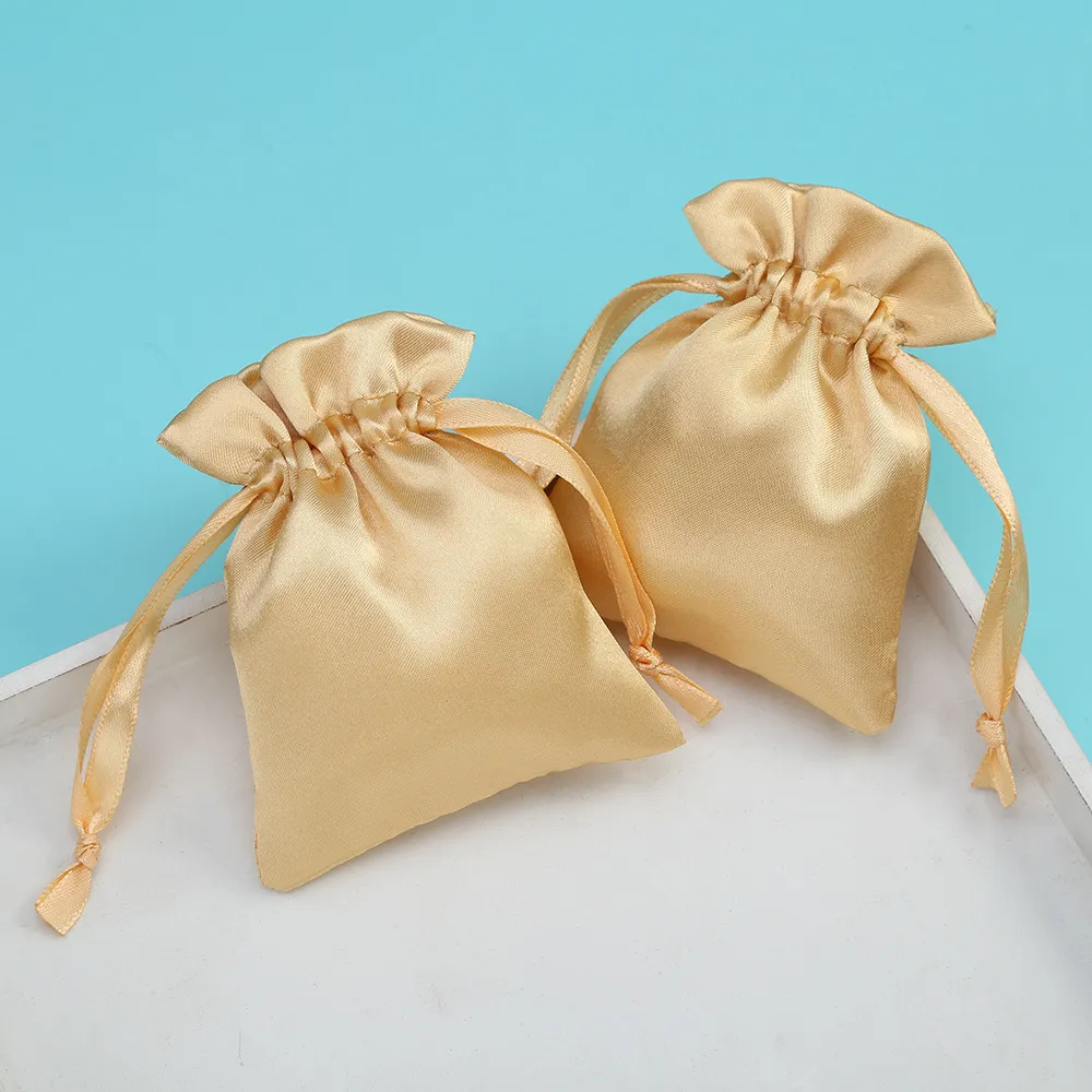 10pcs ornament satynowy pakiet worki do rysowania żółte/szaro -białe/czarne do przechowywania torby biżuterii na prezent na przyjęcie weselne