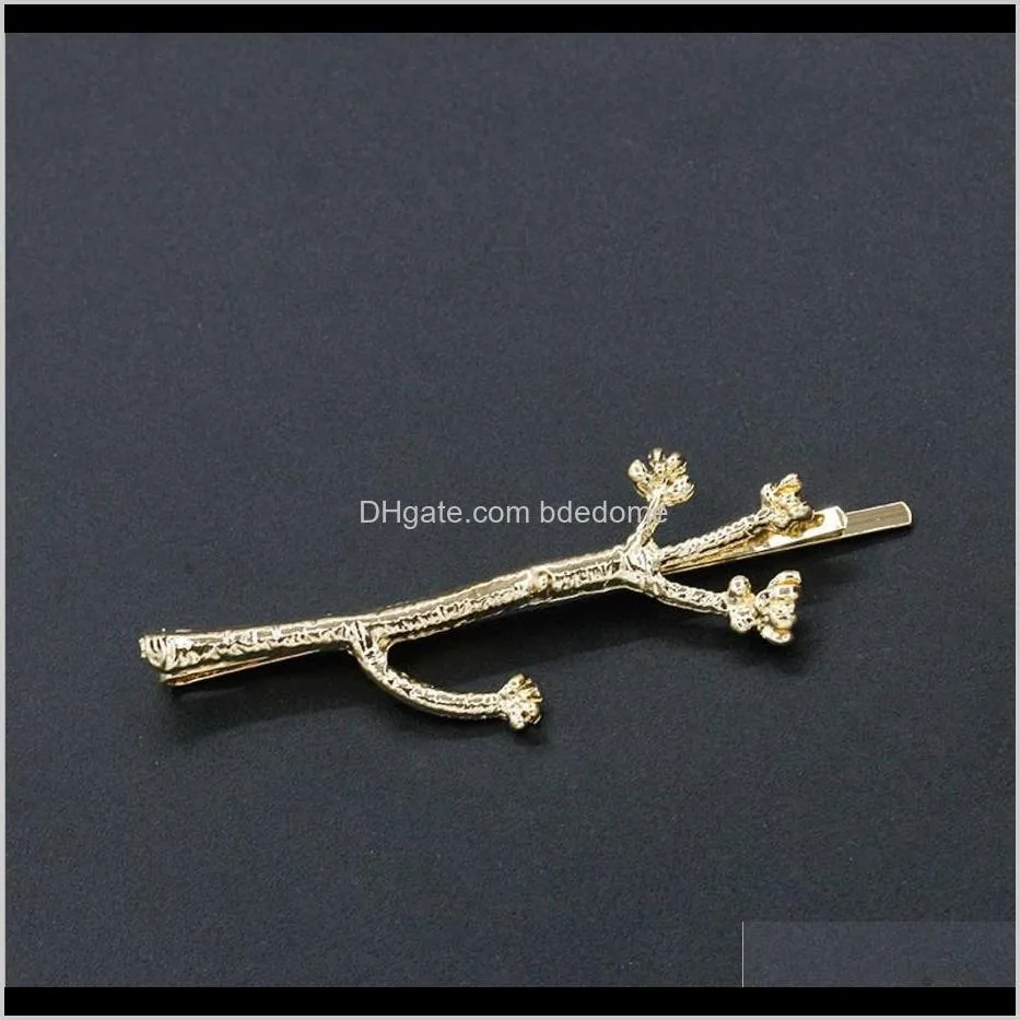 sprouting tree branch hairpin for several design gold or silver plated for women girls hair clip