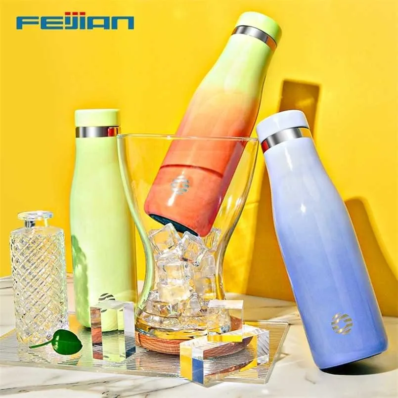 FEIJIAN WG500 Thermochromic Water Bottle 18/10 Stainless Steel Vacuum Flask Sport Thermos Cup Mug Keep Cold BPA Free 211109