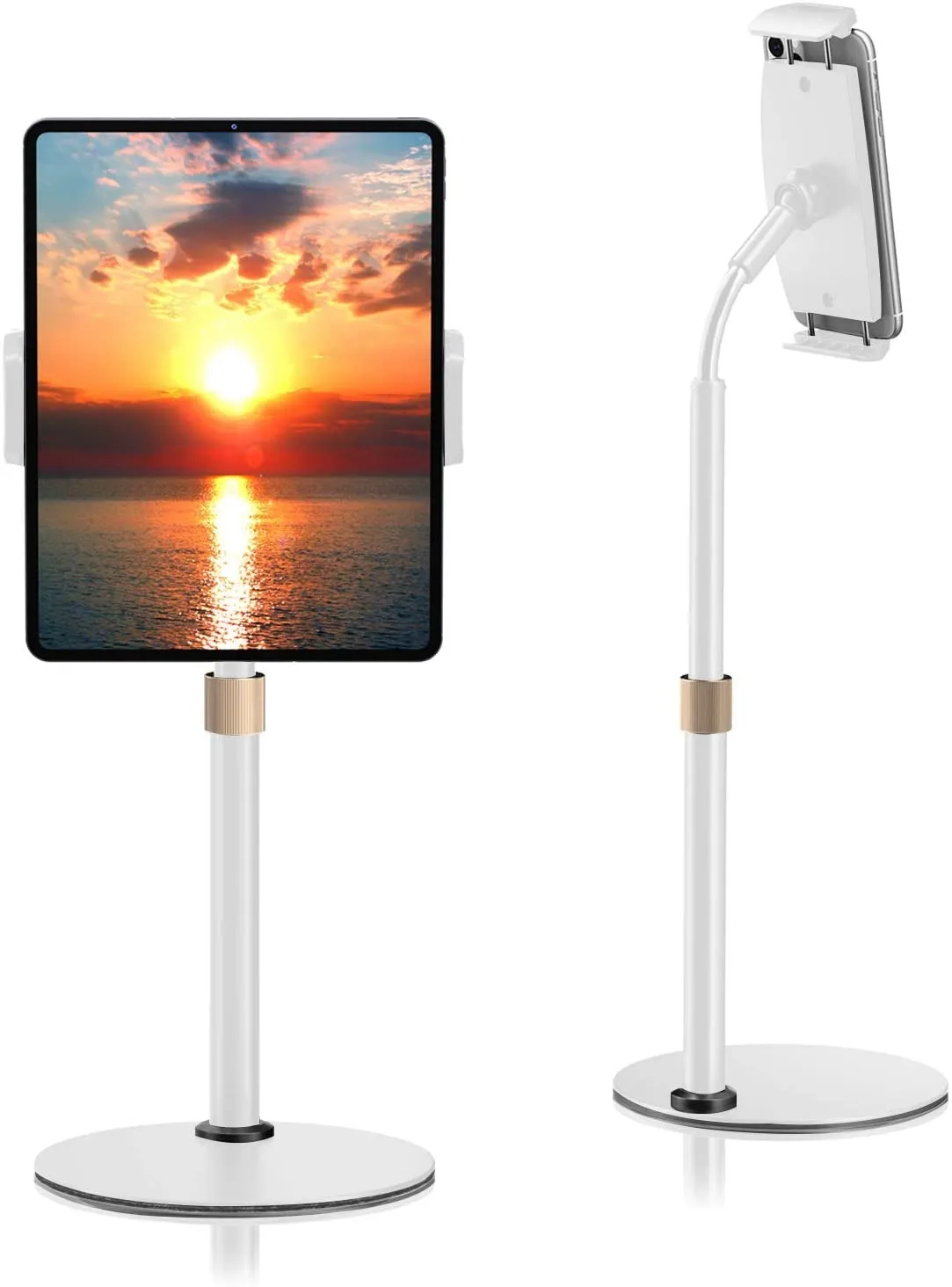 Tablethouder, iPad-stand, hoekhoogte verstelbaar, 360 graden roterend, compatibel (4,7-12.9 inch) ipad Pro 12.9, Air Mini 4, iPhone, Switch, Kindle (wit)