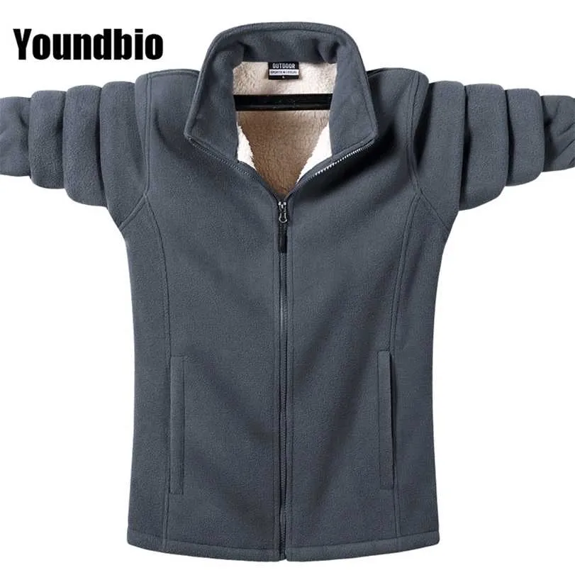Men Autumn And Winter Fleece Jacket Stand Collar Cardigan Sports Outdoor Hiking Warm Camping Loose Enlarged 9XL 211214