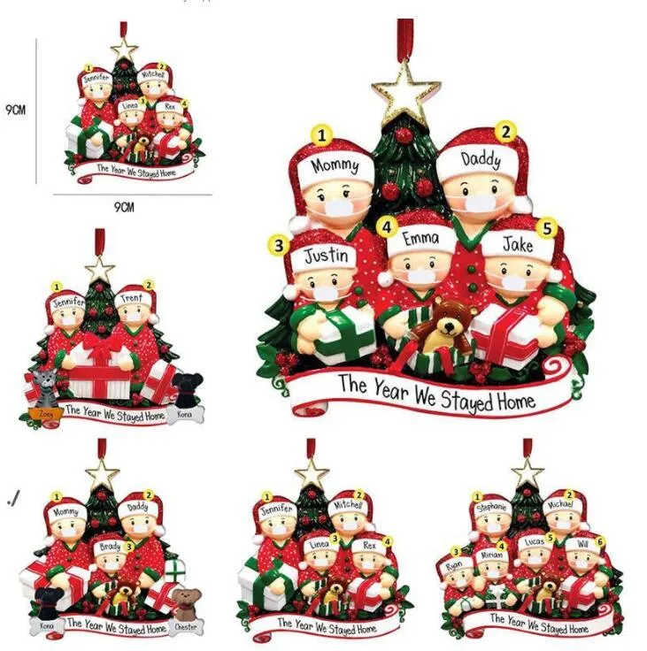 Party Supplies Merry Christmas Ornament DIY Greetings Quarantine XMAX Pandemic Social Distancing Tree Pendant gift Accessories