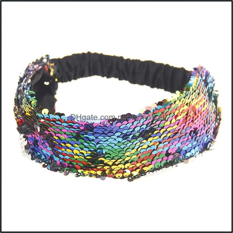 10 colors Reversible Sequins Mermaid Headbands For Women luxury hairband head bands Female Fashion hair scarf Jewelry accessories