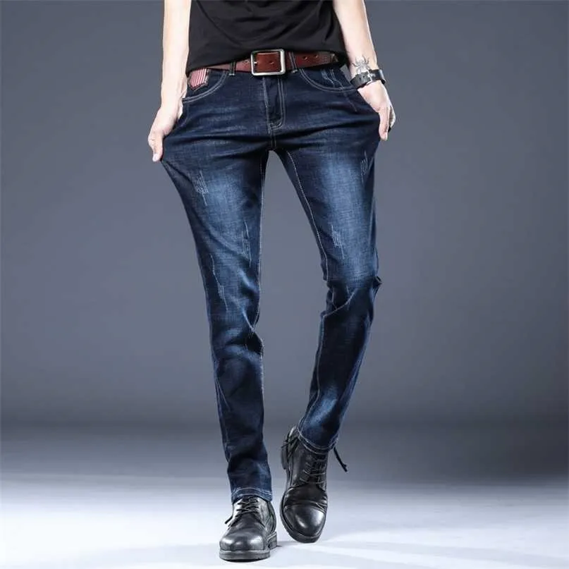 Browon Brand Mode Män Skinny Jeans Homme Mid Rise Långbyxor Stretch s Pencil Slim Fit Plus Size 211108