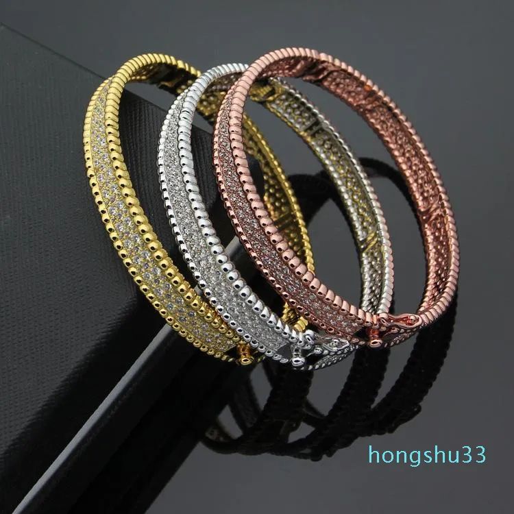 Bracelet marque Design mode célèbre bijoux perle boule Bracelet pour femmes mariage pleine pierre trèfle Zircon luxe