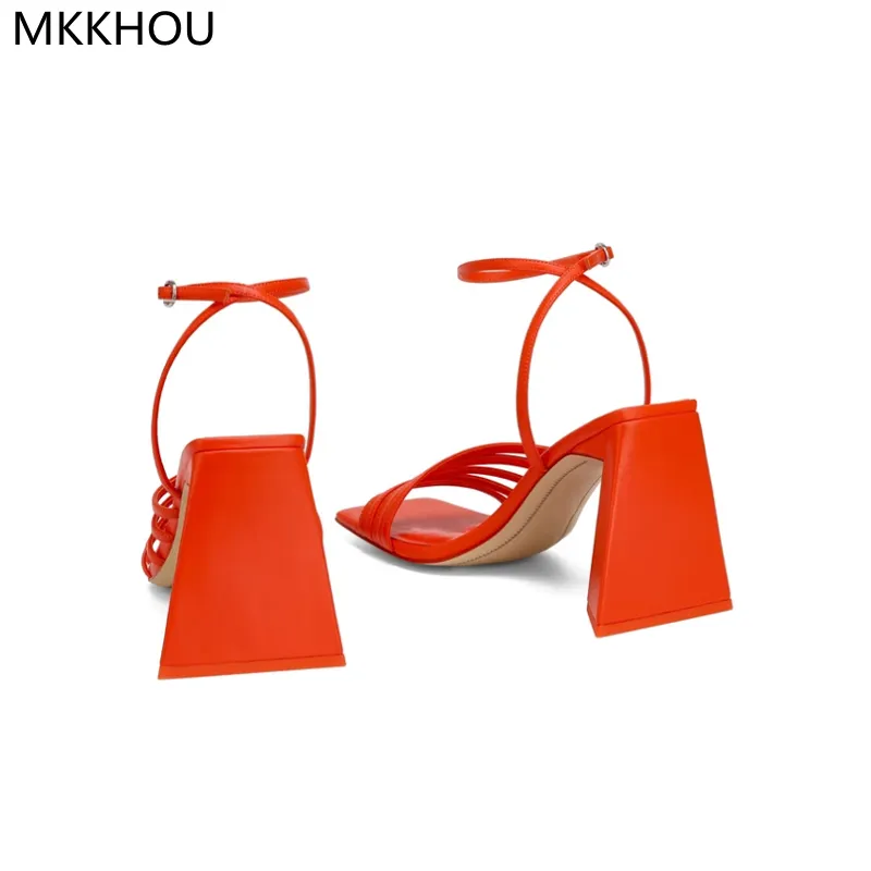 ドレスシューズmkkhouファッションサンダル女性夏フラット口セクシーなストラップアンクルバックルスペシャル型のヒール10cm高い