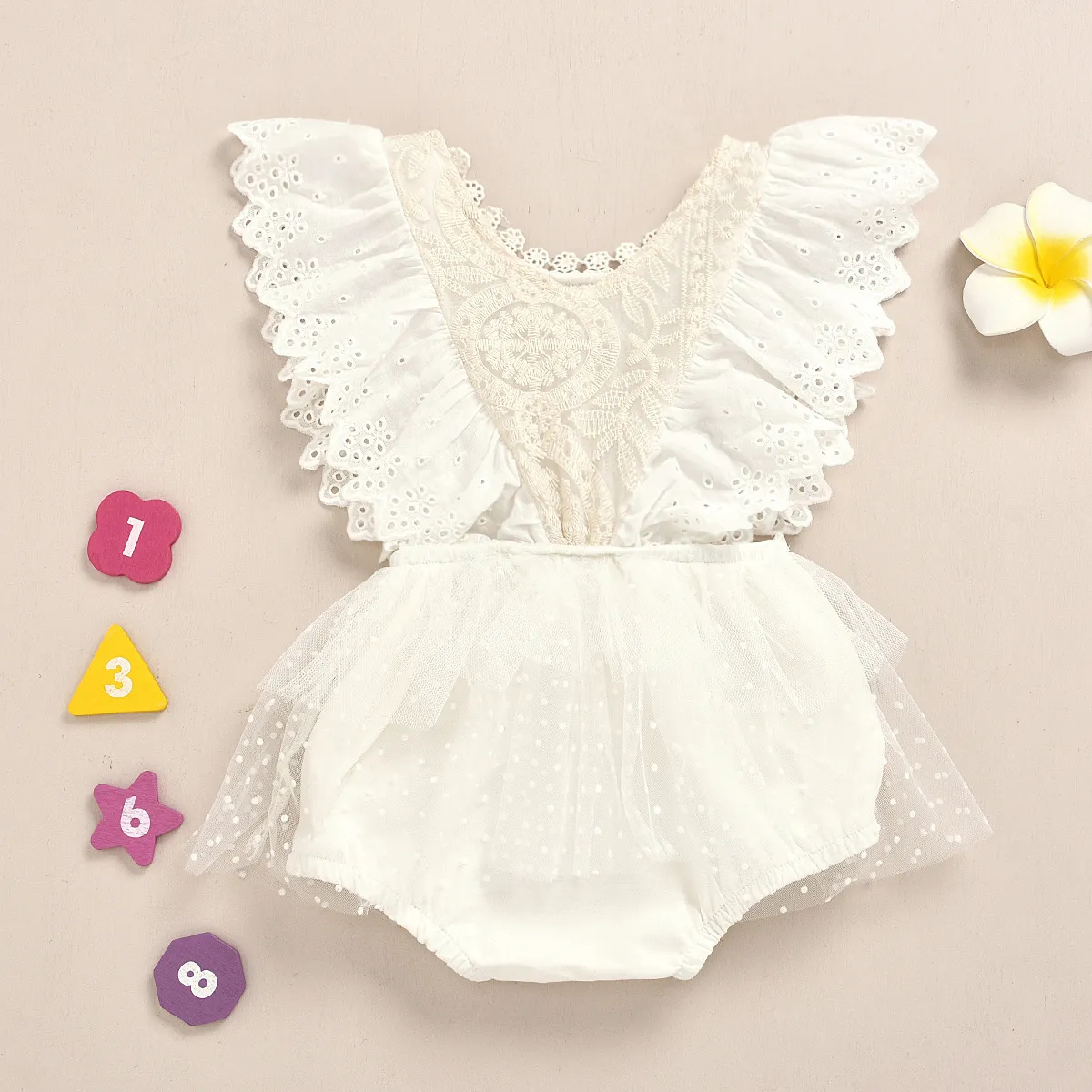 Été Rompers Baby Creeper White Lace Mesh Jupe Ha Baby Girl Princess