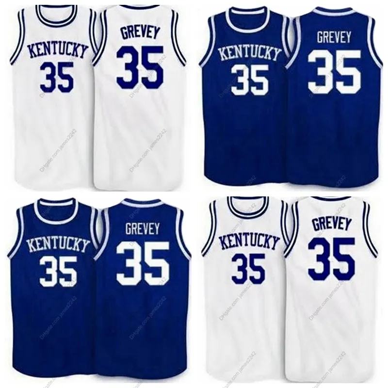 Custom Kevin Grevey # 35 Kentucky Basketball Jersey Steiked White Black Size S-4XL Elke naam en nummer Topkwaliteit Jerseys